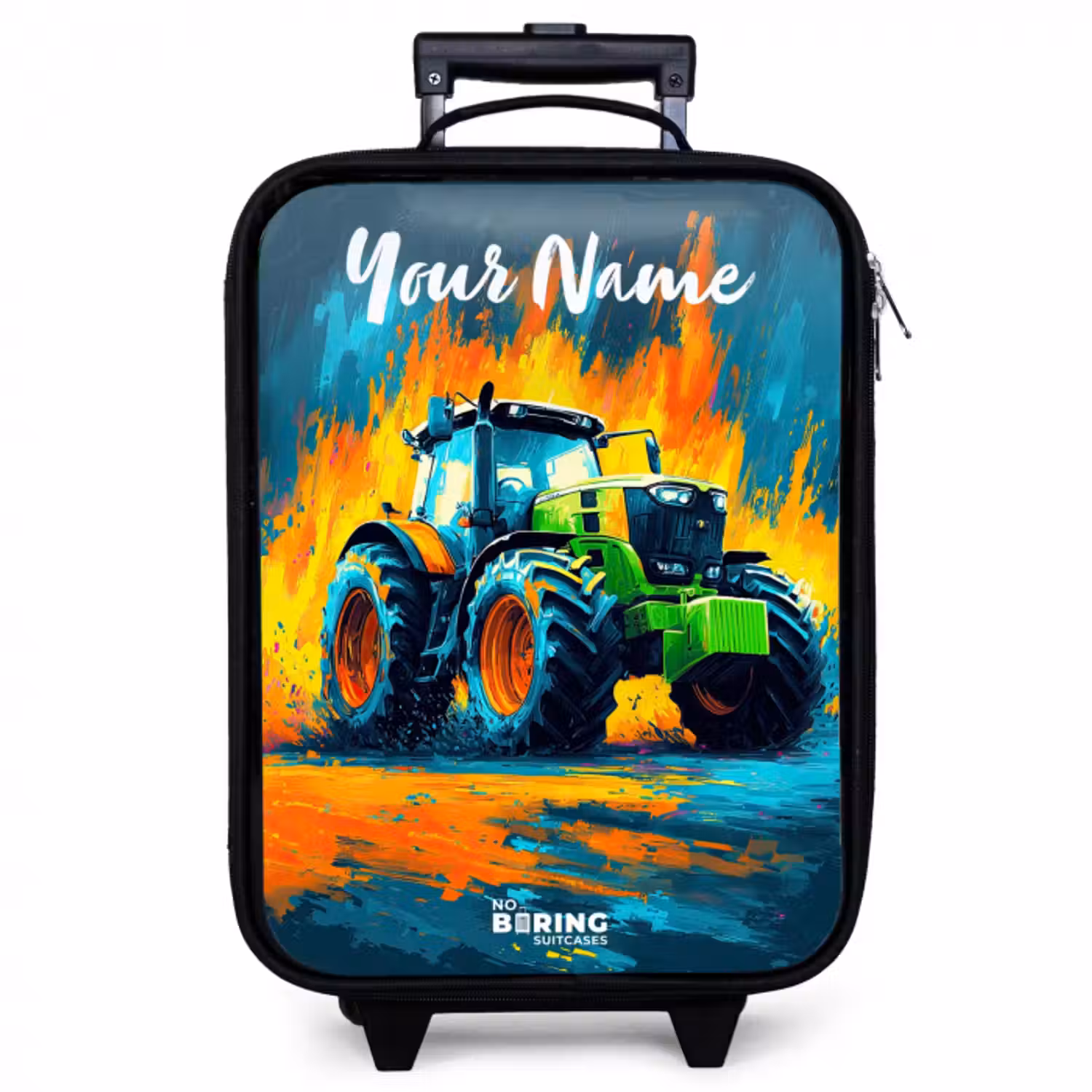 Children's suitcase with name - Abstract - Tractor - Green