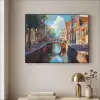 Stad - Gracht - Zon - Fietsen Textielframe - compleet frame klein -sfeer2