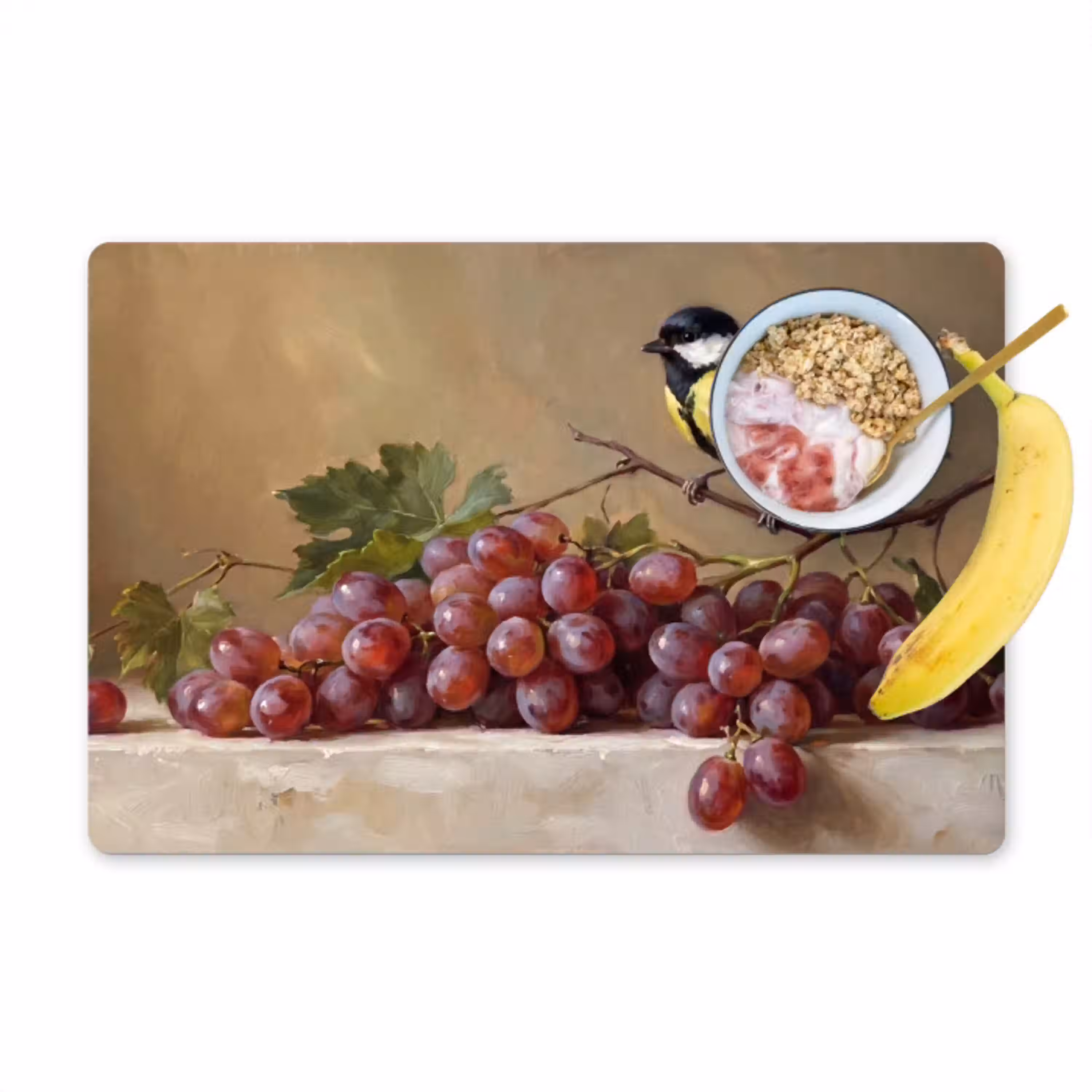 Vogel - Druiven - Stilleven Placemat vinyl groot -zzzproduct_Kitchenyeah-website