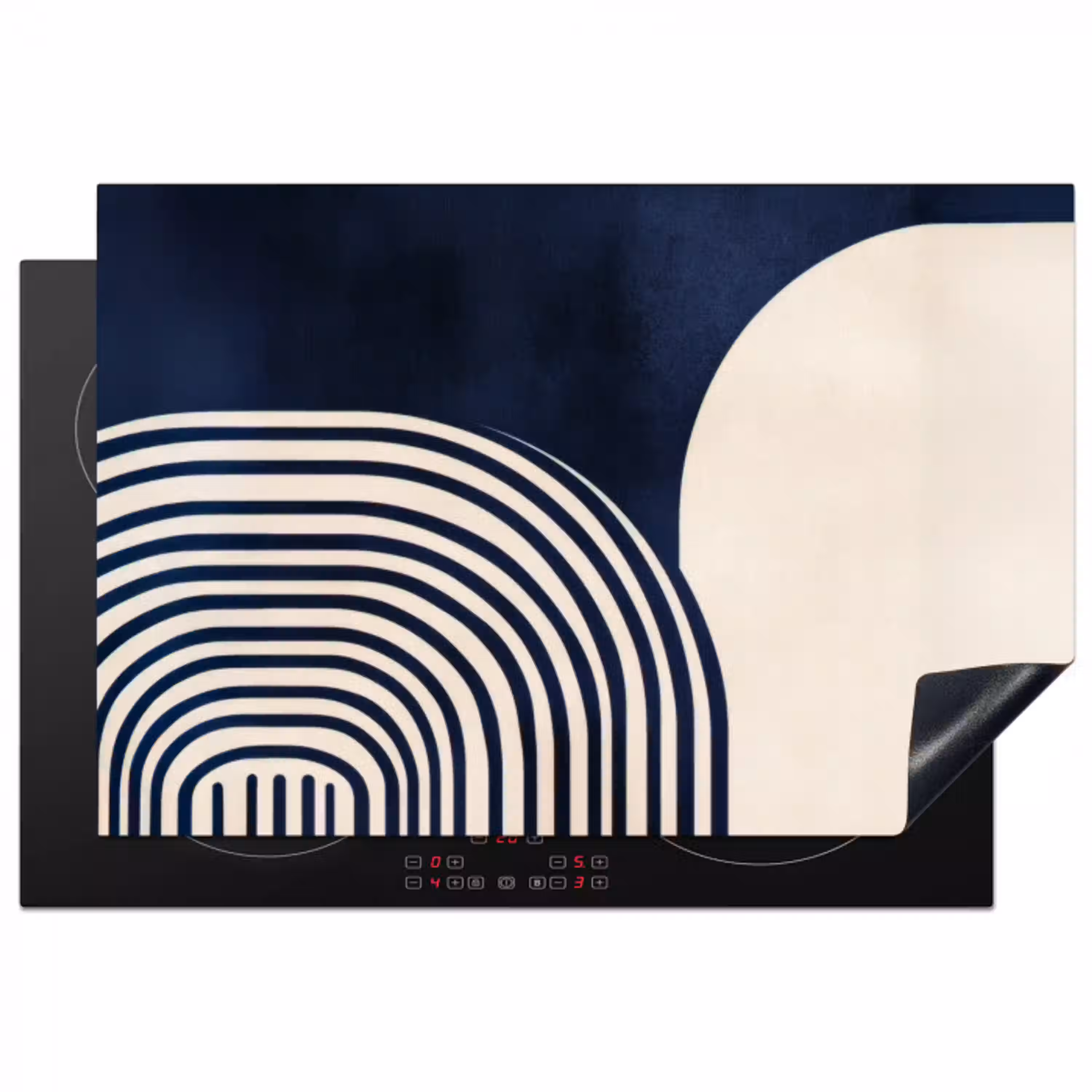 Donkerblauw - Abstract - Lijnen Inductie beschermer vinyl 3mm klein -3d