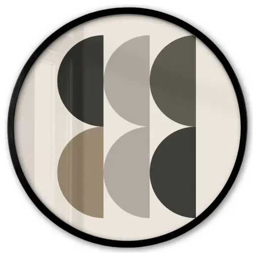 Halve cirkels - Aardetinten - Grafisch Fotolijst rond zonder passe partout klein -3d