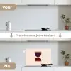 Zandloper - Symmetrisch - Rood - Paars keuken achterwand spatscherm klein -voor_na_NL