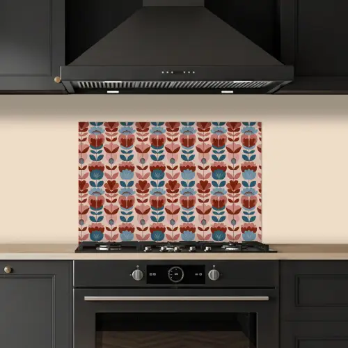 Vintage - Motief - Kleurrijk keuken achterwand spatscherm klein 900 -sfeer1