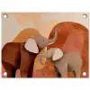 Olifanten - Oranje - Abstract tuinposter los doek klein -3d