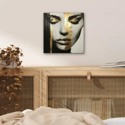 Ogen - Gezicht - Goud - Strepen aluminium wit klein -sfeer3
