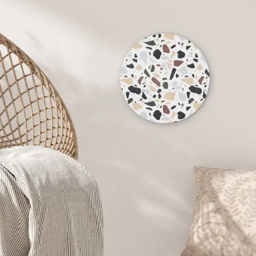 Terrazzo -  Patroon - Kleurrijk - Klei Wandcirkel kunststof plaat 5mm dik klein 188 -sfeer5