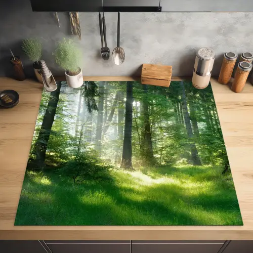 Natuur - Bomen - Bos - Groen - Zon - Gras - Planten Inductie beschermer vinyl 3mm middel -sfeer5