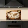 Hout - Wereldkaart - Bakken - Keuken keuken achterwand spatscherm klein -sfeer1