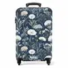 Bloemen patroon blauw NBS - Handbagage koffer - Volwassenen Unisex middel -productfoto_recht