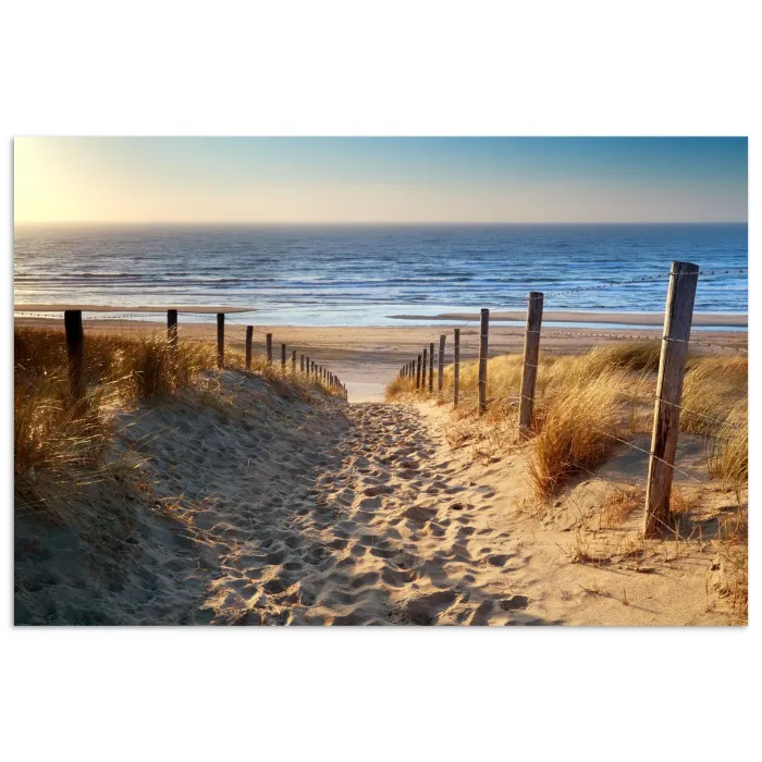 Strand - Zee - Nederland - Duinen - Zon poster papier klein -3d