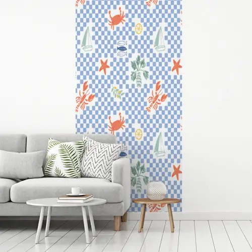 Zee - Sfeer -  Zeilboot - Blauw fotobehang vinyl groot 64 -woonkamer
