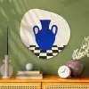 Vaas - Blauw - Geblokt - Modern Wandcirkel Organisch Plexiglas middel -sfeer2