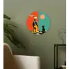 Retro - Jongen - Hond - Rood - Groen Wandcirkel kunststof plaat 5mm dik klein -sfeer3