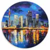 Skyline Toronto - Modern - Stadslicht - Blauw Wandcirkel plexiglas klein -3d