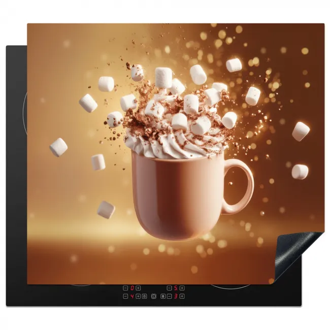 Chocomelk - Drinken - Warm - Bruin Inductie beschermer vinyl 3mm middel -3d