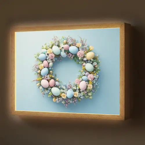 Krans - Eieren - Bloemen Light Box met batterij (Wandlamp) middel -z3d_website