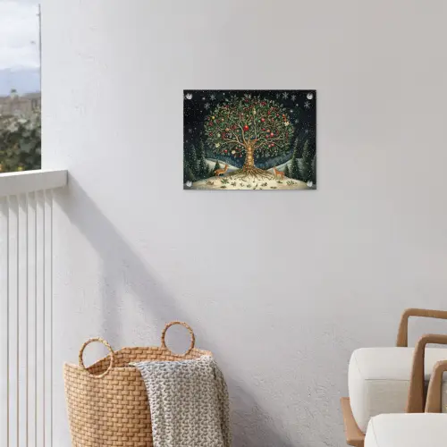 Feestboom - Winterhemel - Kleurrijk tuinposter los doek klein -sfeer8