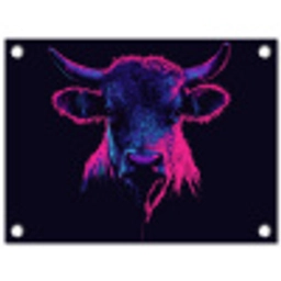 Stier - Neon - Zwart - Kleur tuinposter los doek klein -3d
