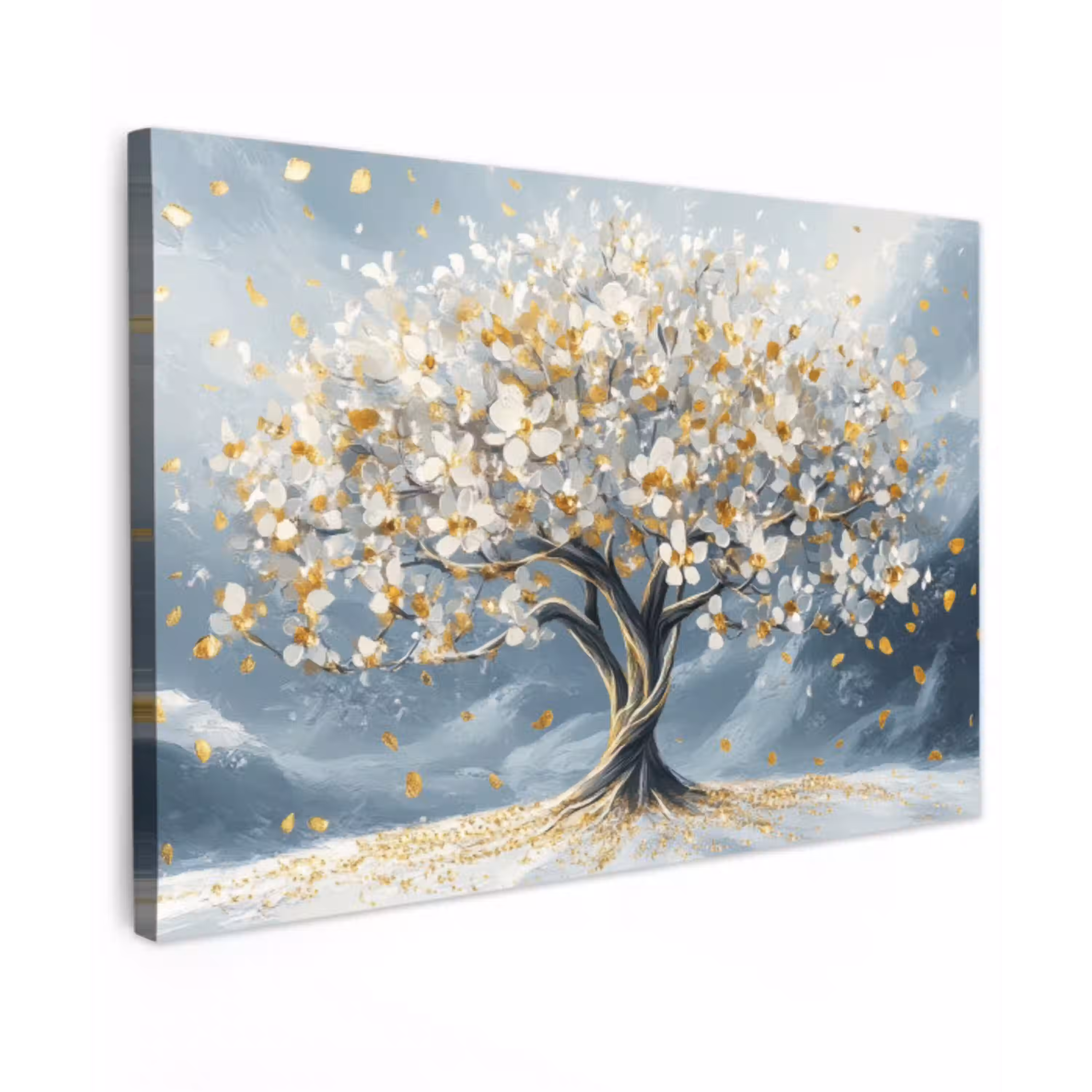 Boom - Winter - Levensboom - Modern - Goud canvas 2cm klein -z3d