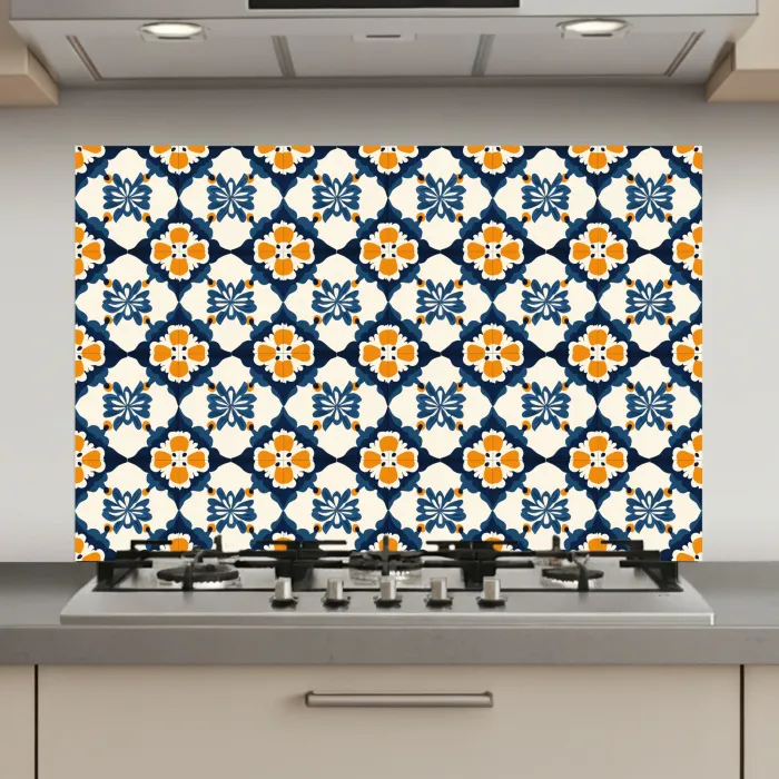 Klassiek - Geometrisch - Blauw keuken achterwand spatscherm klein 900 -3d_website