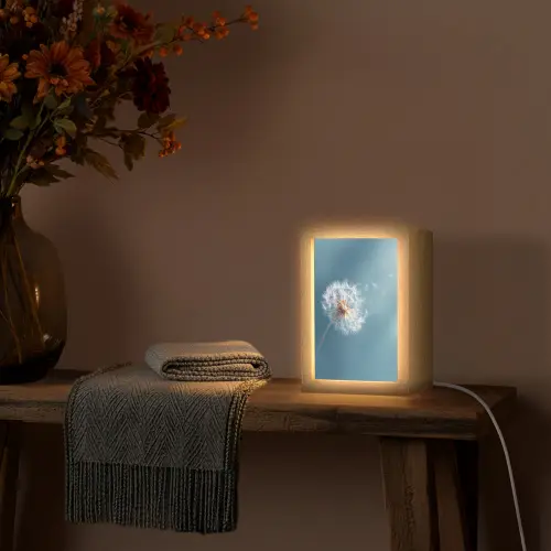 Paardenbloem - Wind - Blauw Light Box met kabel (Tafellamp) klein -sfeer4
