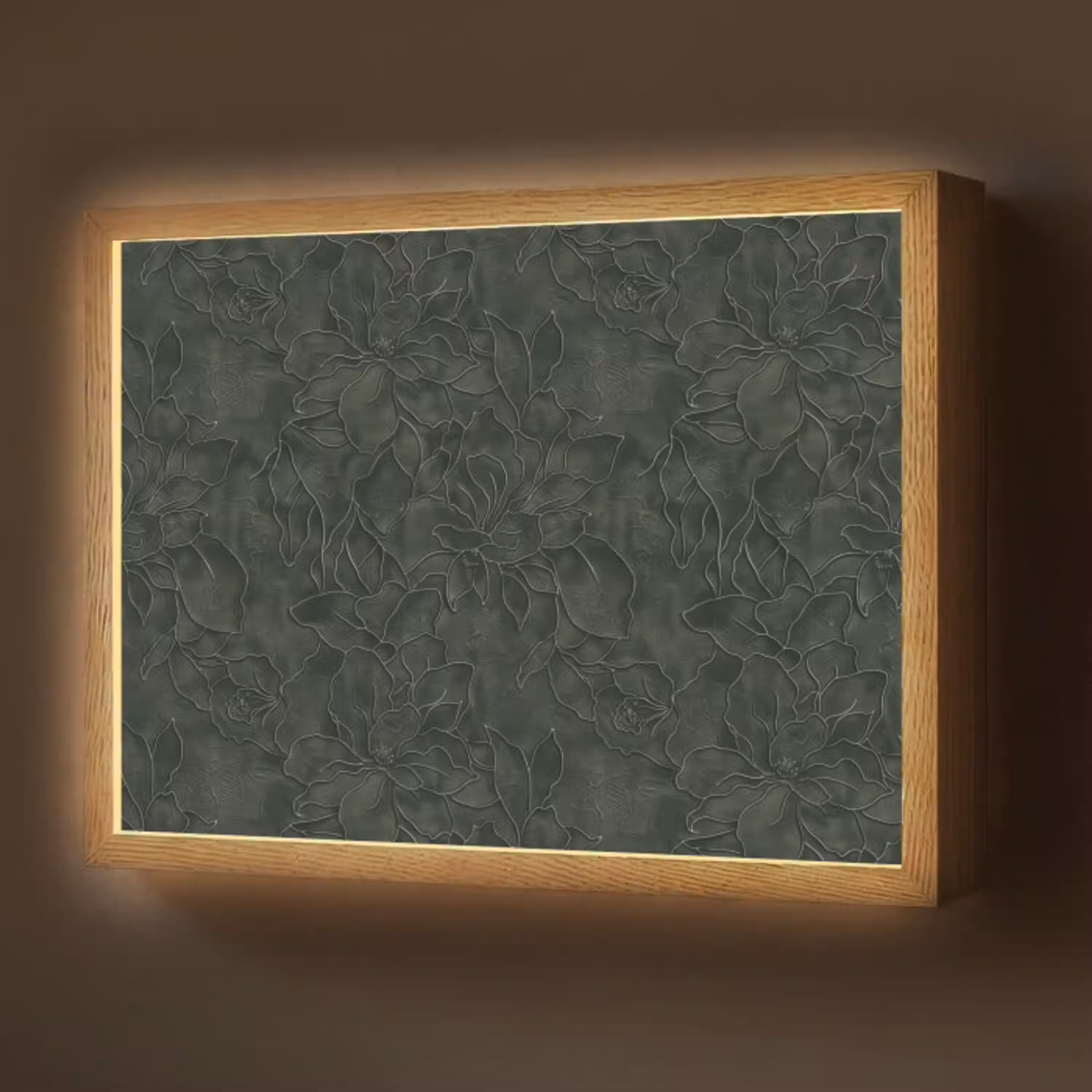 Bloemen - Lijnen - Groen Light Box met batterij (Wandlamp) middel 907 -z3d_website