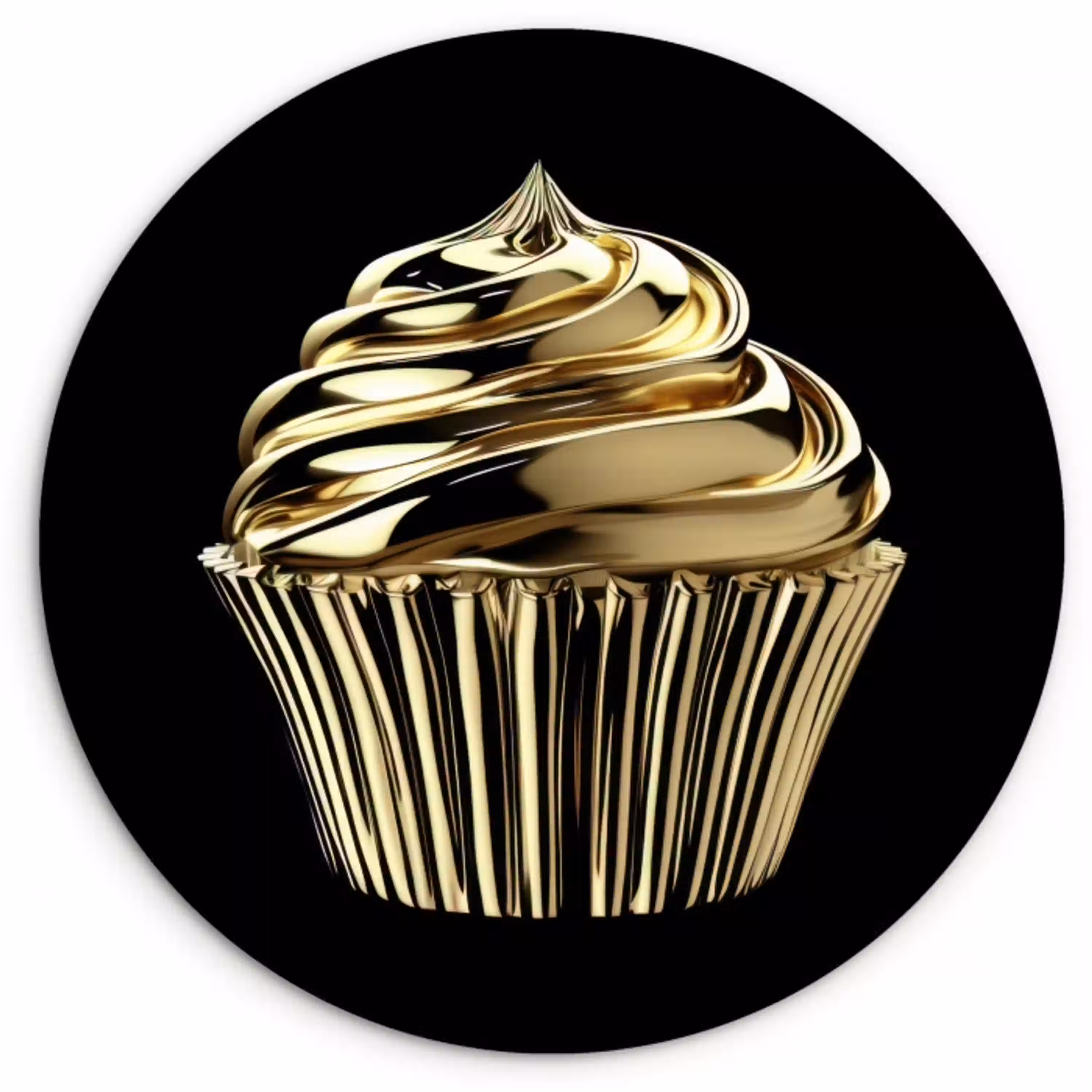 Cupcake - Eten - Goud - Zwart Wandcirkel plexiglas klein -3d