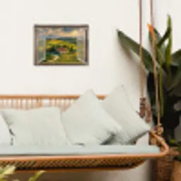 Doorkijk - Toscane - Uitzicht - Landschap - Zomer tuinposter los doek klein -sfeer7