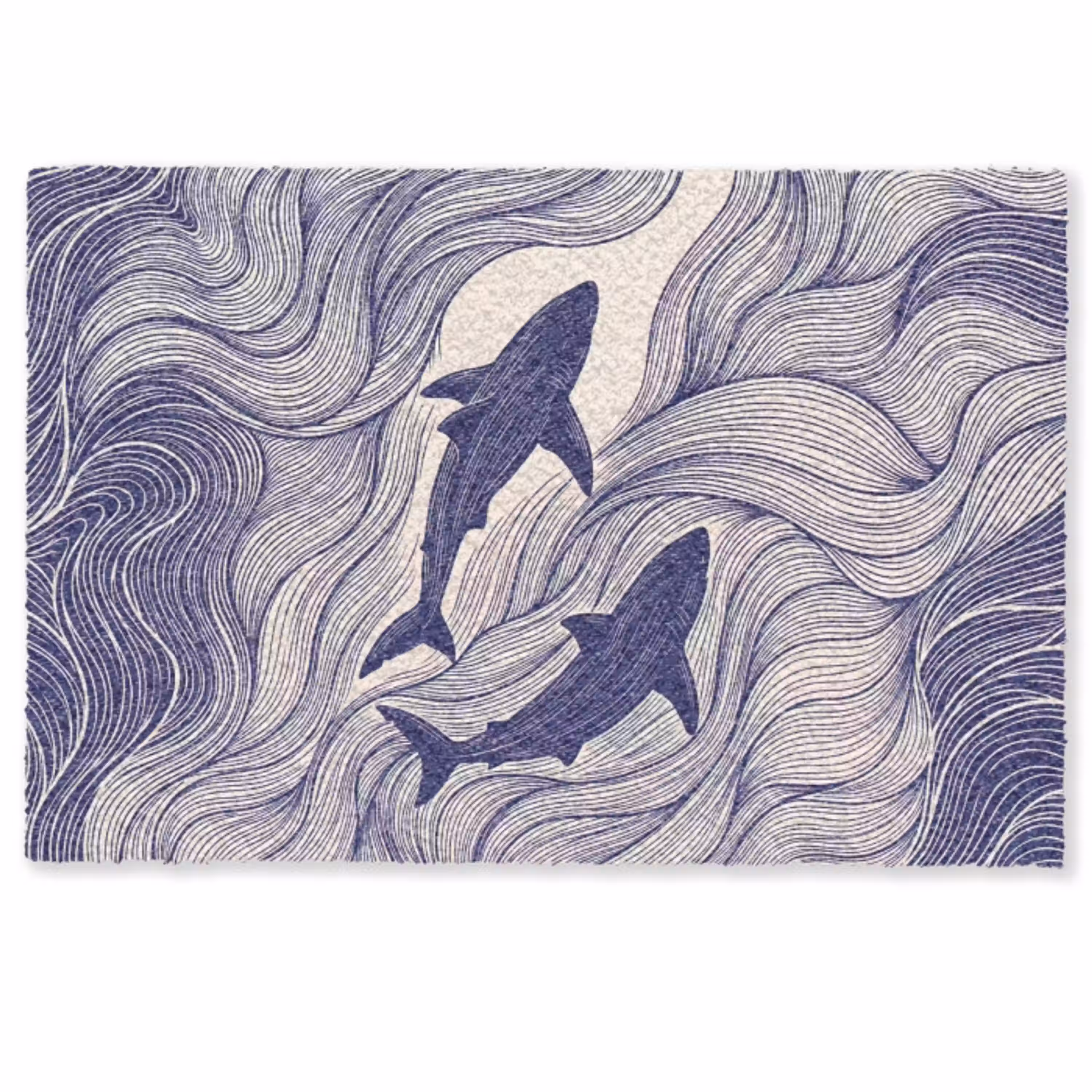 Vis - Oceaan - Lijntekening - Blauw - Dieren Deurmat klein -zkaufland3d
