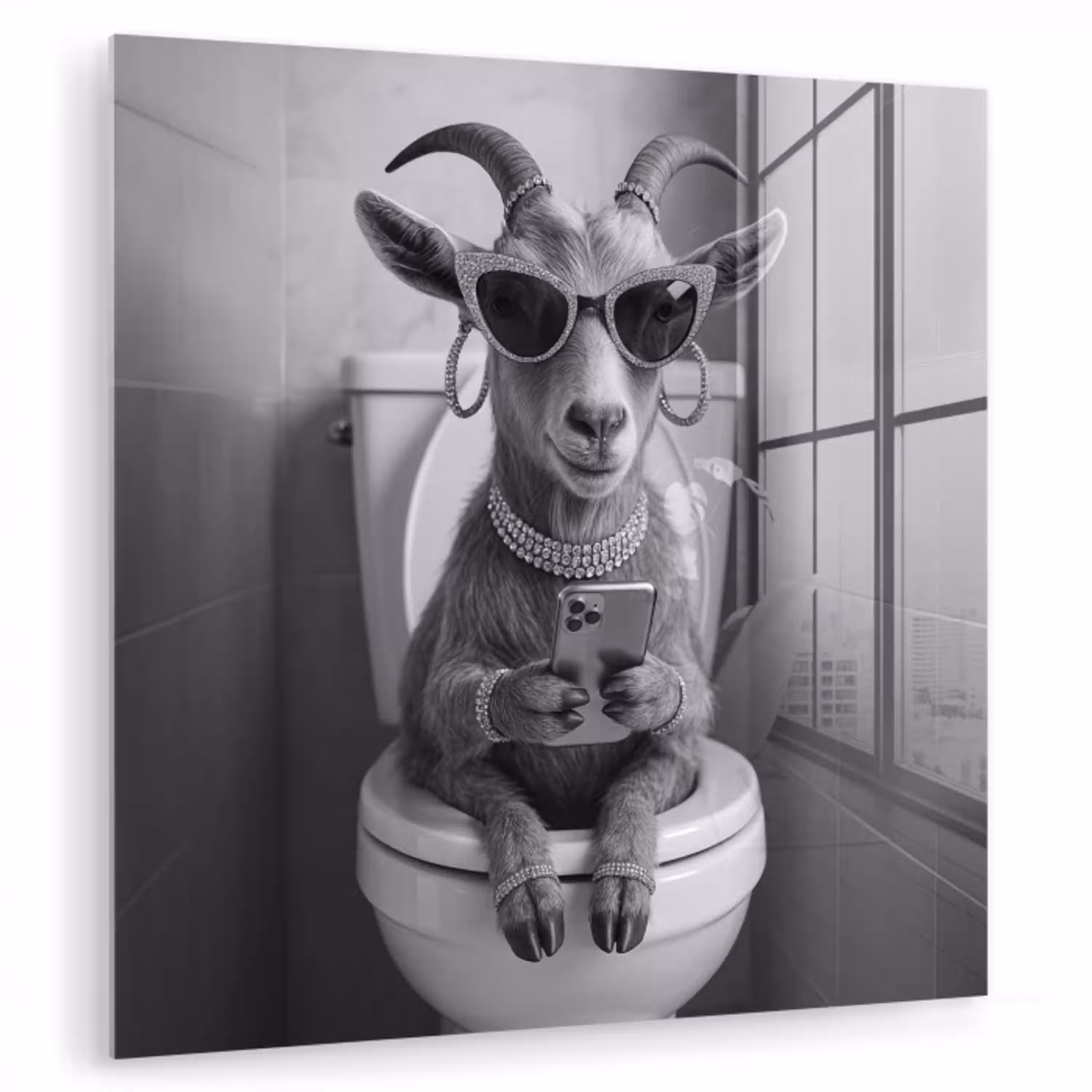 Geit - Telefoon - Toilet - Zwart - Wit plexiglas 5mm klein -zzzproduct_nieuw