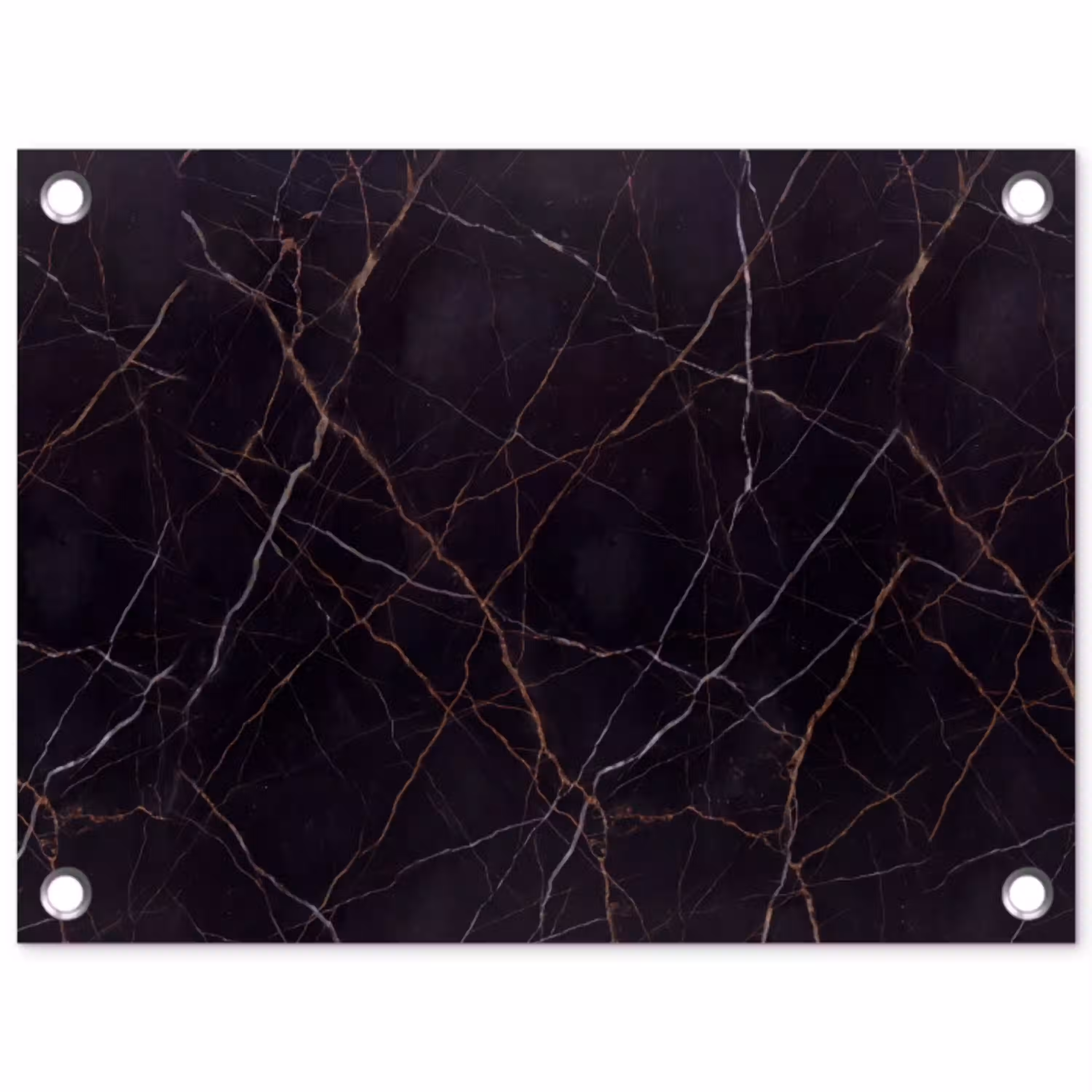 Natuursteen - Marmerpatroon - Abstract - Modern - Zwart - Goud tuinposter los doek klein -3d