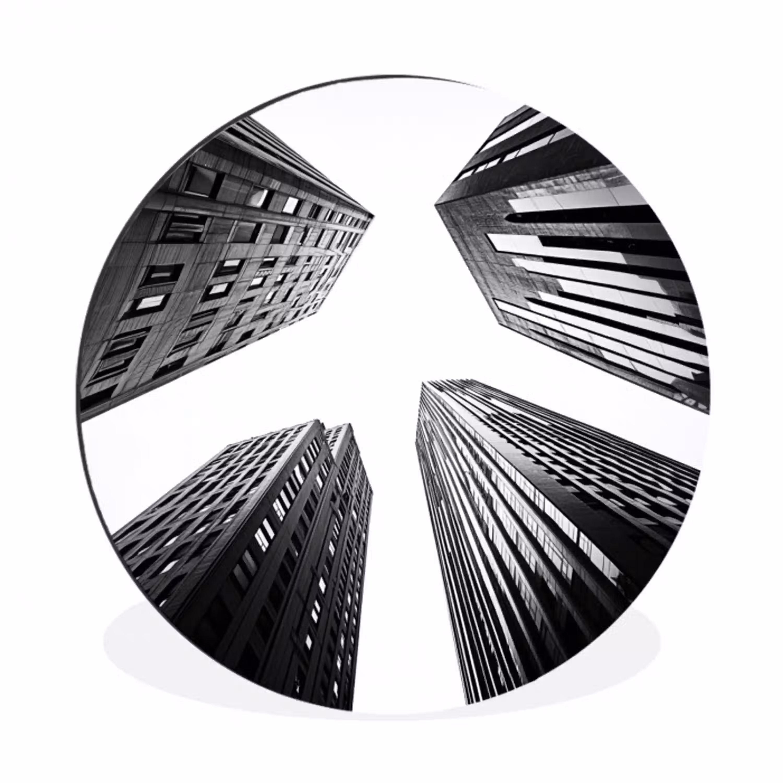 Gebouwen - Lucht - Zwart Wandcirkel aluminium klein -3d