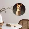 Kat - Geschilderd - Artistiek - Wit Wandcirkel kunststof plaat 5mm dik klein -sfeer4