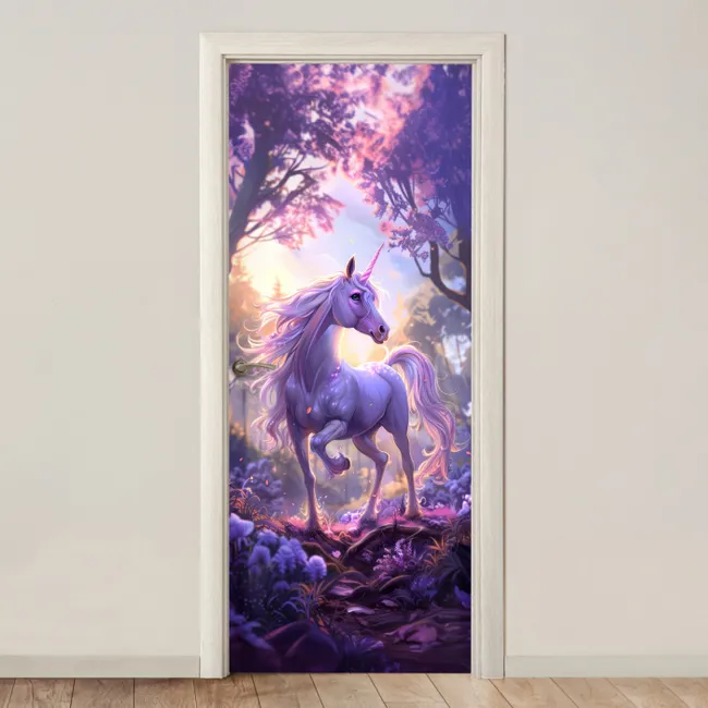 Deursticker - Eenhoorn - Paars - Sprookje - Fantasy dier