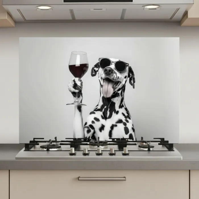 Zonnebril - Dalmatiër - Wijnglas - Tong keuken achterwand spatscherm klein -3d_website