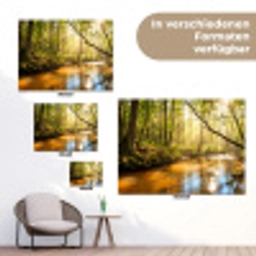 Bos - Beek - Zonlicht - Natuur - Groen tuinposter los doek klein -Xsfeer9_DE