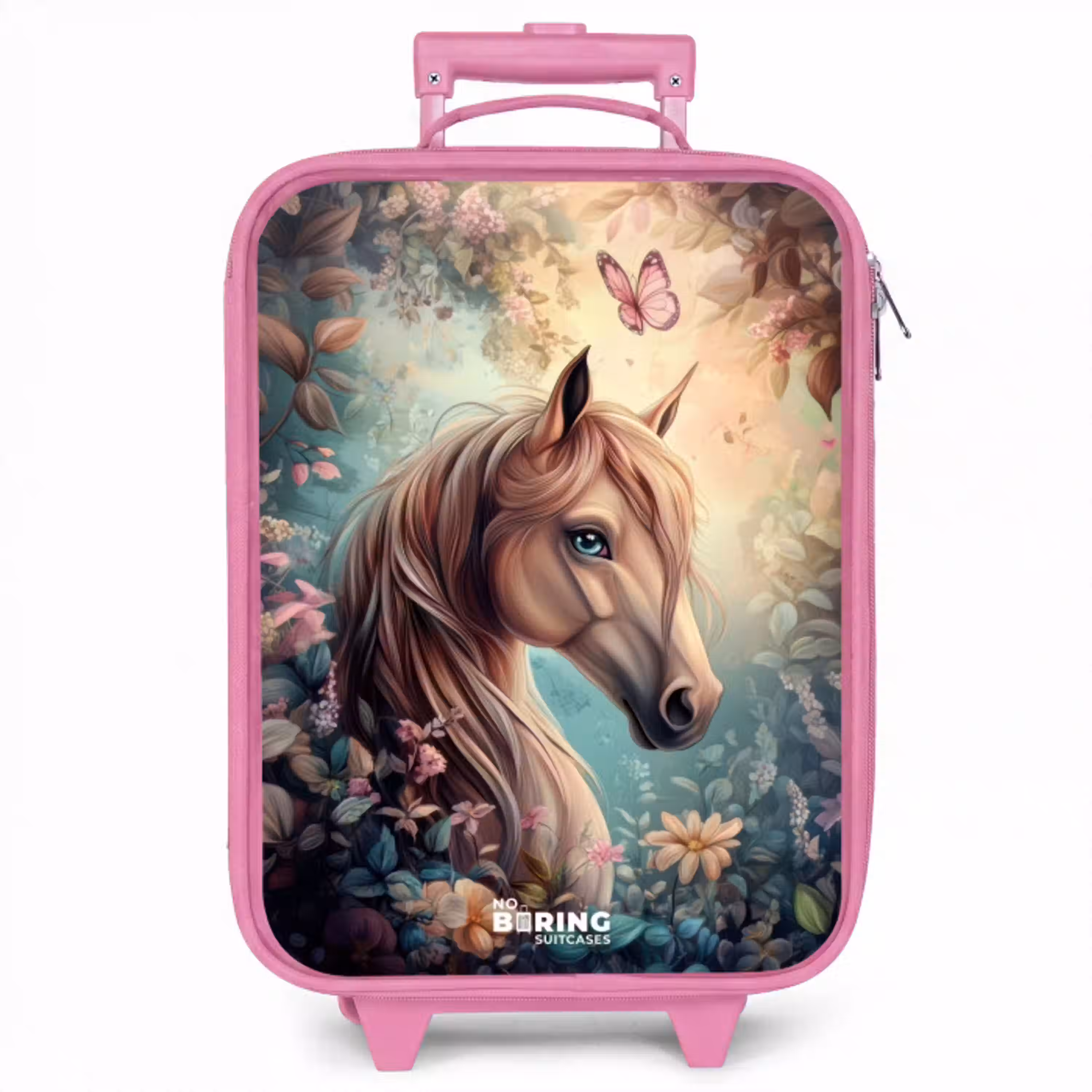 Paard met vlinders in bloementuin Kinderkoffer - Roze klein -zzz_website3d