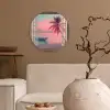 Doorkijk - Strand - Palmboom - Tropisch Wandcirkel kunststof plaat 5mm dik klein -sfeer1