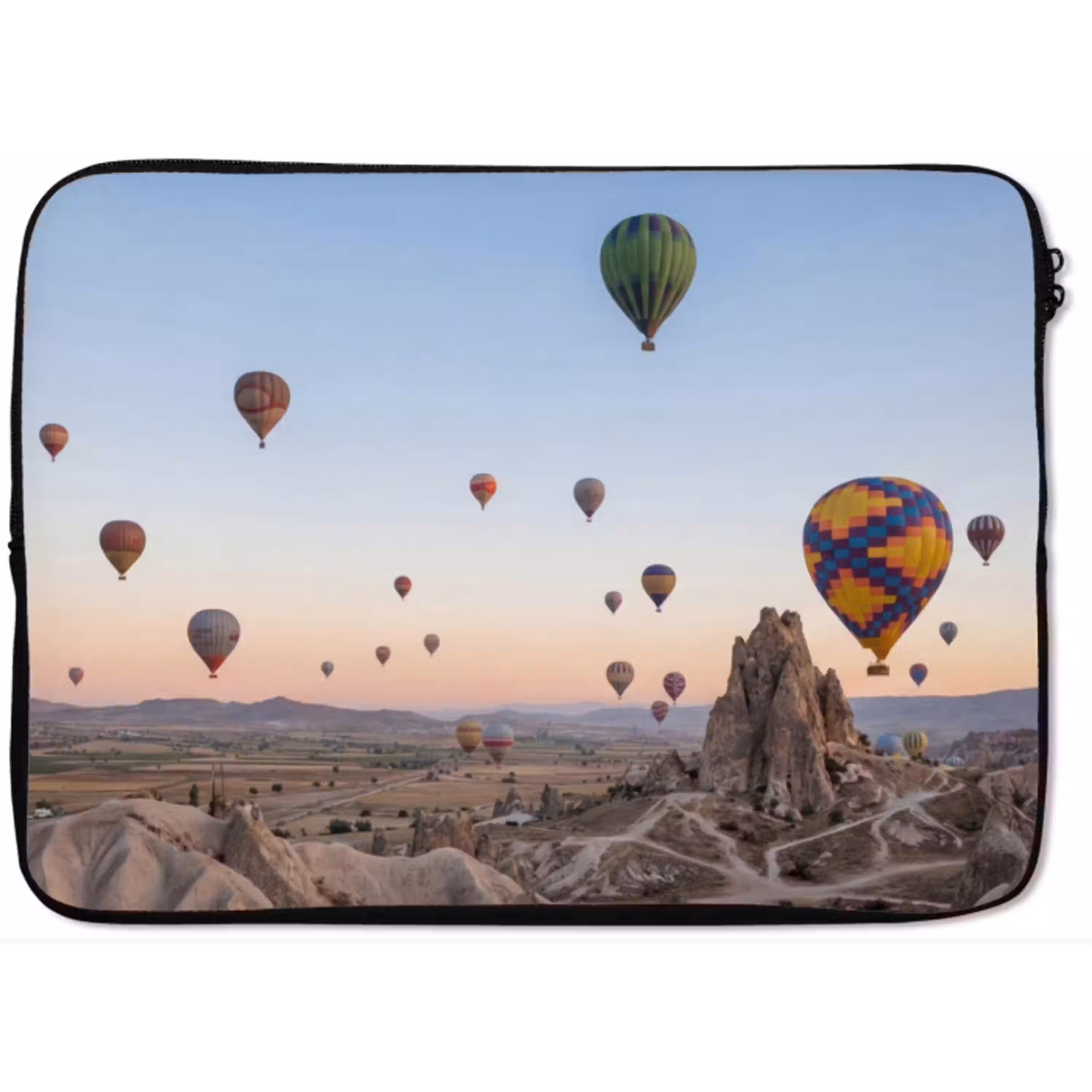 Luchtballonnen - Rotsen - Zonsopgang laptophoes neopreen klein -zkaufland3dotto