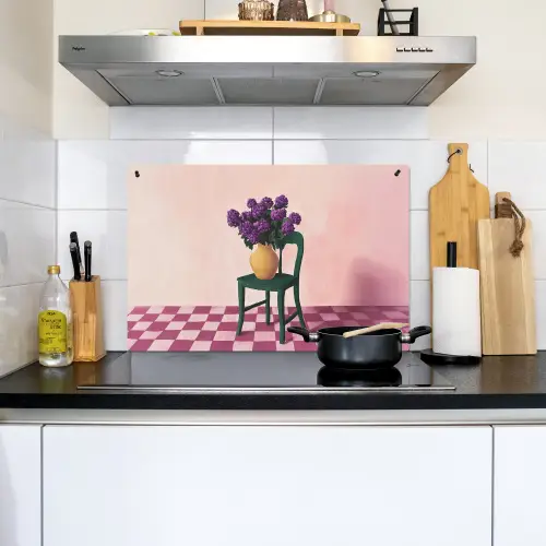 Stoel - Vaas - Bloemen - Geblokt Inductie beschemer met haakjes klein -sfeer2