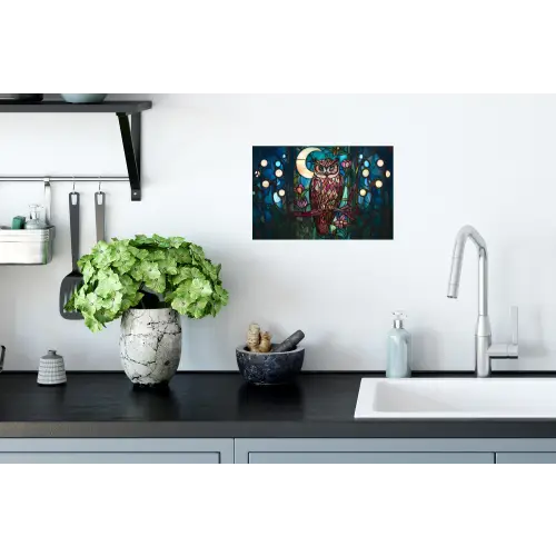 Uil - Mozaïek - Maan - Nacht Muursticker klein -keuken