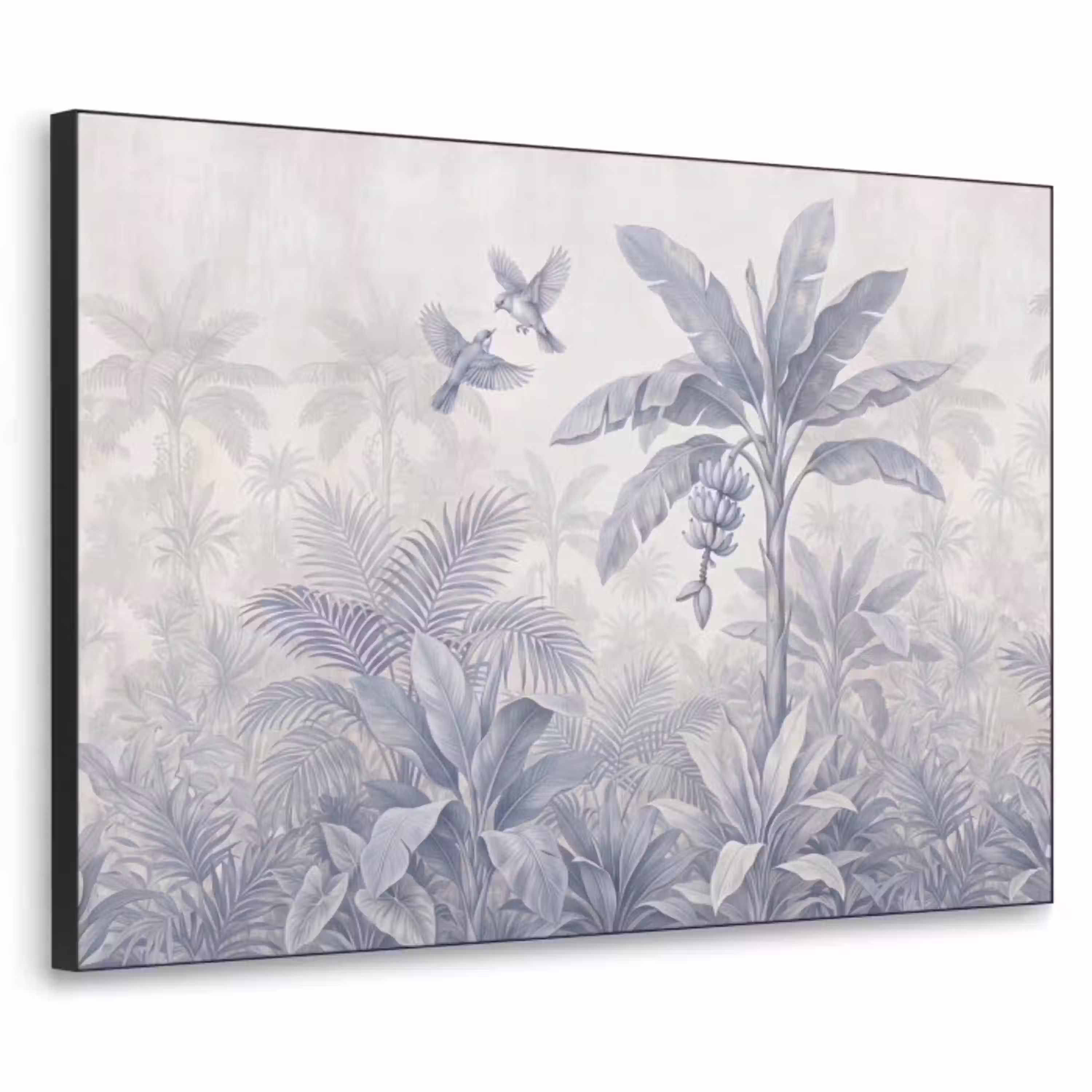 Natuur - Vogel - Jungle - Illustratie - Blauw Textielframe zwart klein -3d