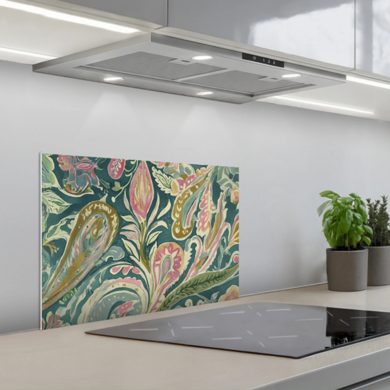 Patroon - Kleurrijk - Sierlijk - Groen keuken achterwand spatscherm klein -3d_schuin