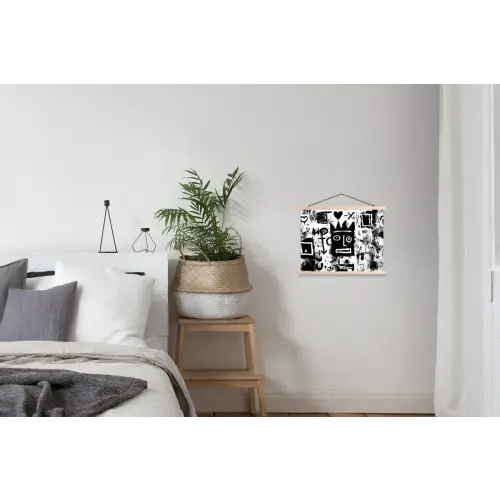 Vormen - Gezocht - Zwart - Abstract textielposter latten blank klein -woonkamer