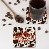 Koeienprint - Limited edition - Rood onderzetter kurk middel -sfeer2