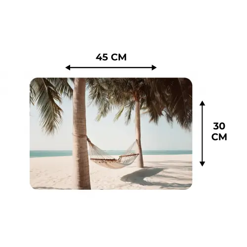 Hangmat - Palmbomen - Strand - Zee Placemat vinyl groot -specs