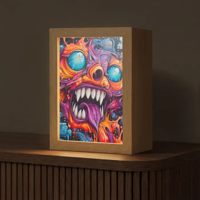 Monster - Graffiti - Kleuren - Oranje Light Box met kabel (Tafellamp) klein -z3d_website