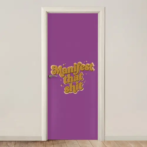 Manifest that shit - Paars - Glitter deurposter klein -3d_beige