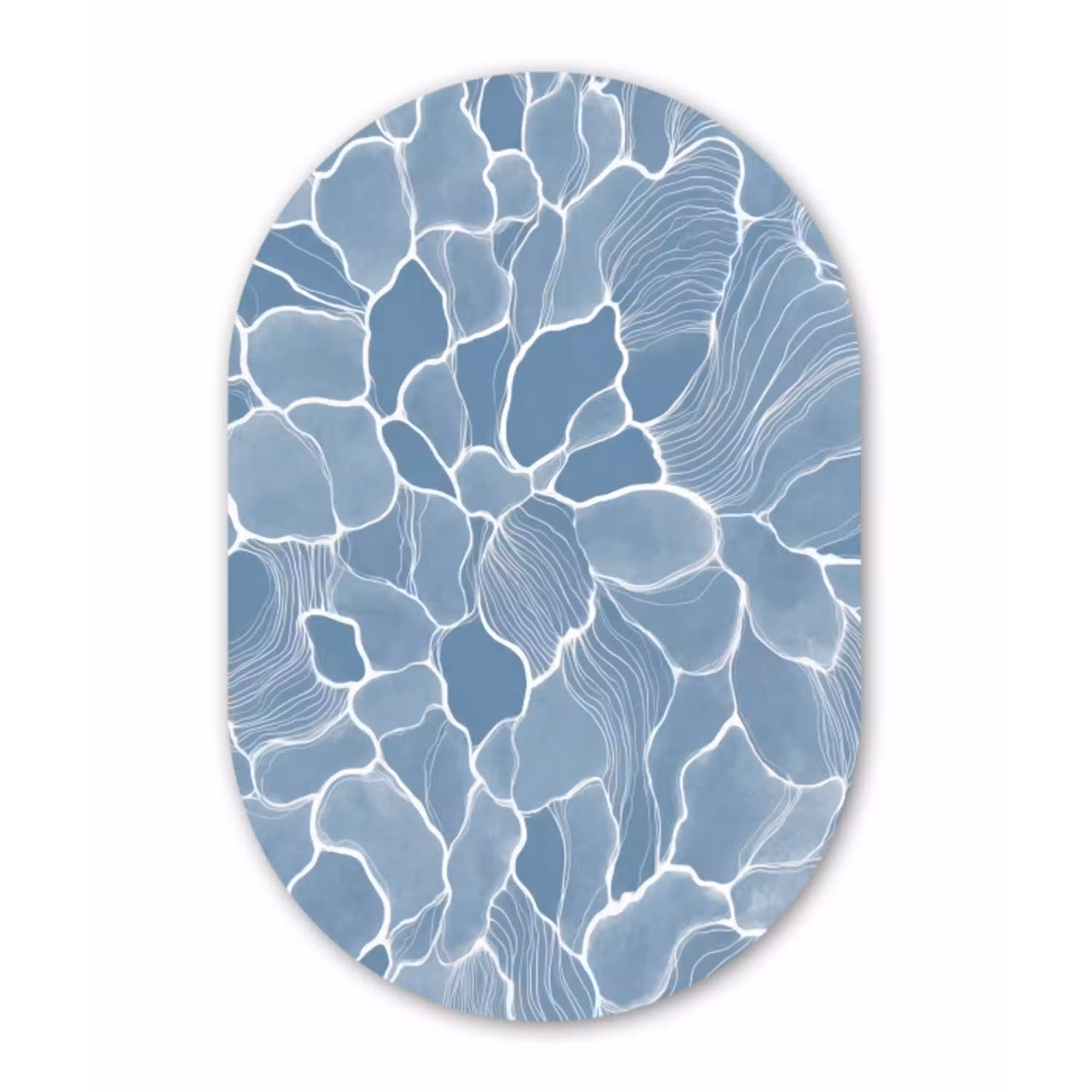 Abstract - Blauw - Bladeren Wandcirkel Ovaal Aluminium middel -3d