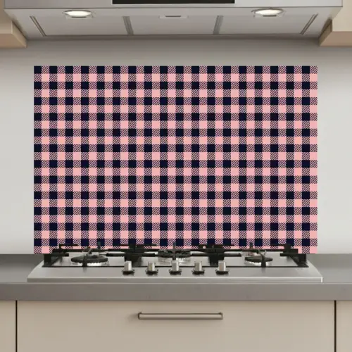 Plaid - Patroon - Roze - Zwart keuken achterwand spatscherm klein 900 -3d_website